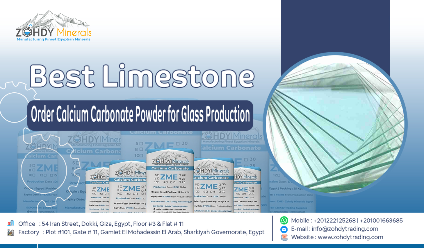 Calcium Carbonate Powder for Glass Manufacturing 5 Order Calcium Carbonate Powder for Glass Production